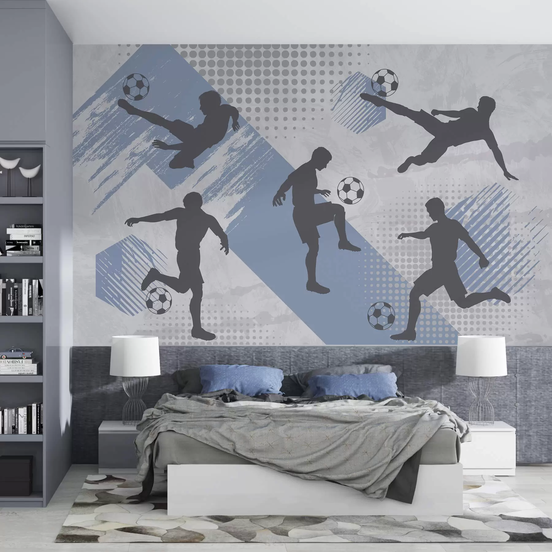 zidne murale Siluete nogometaša na apstraktnoj pozadini w03001v1