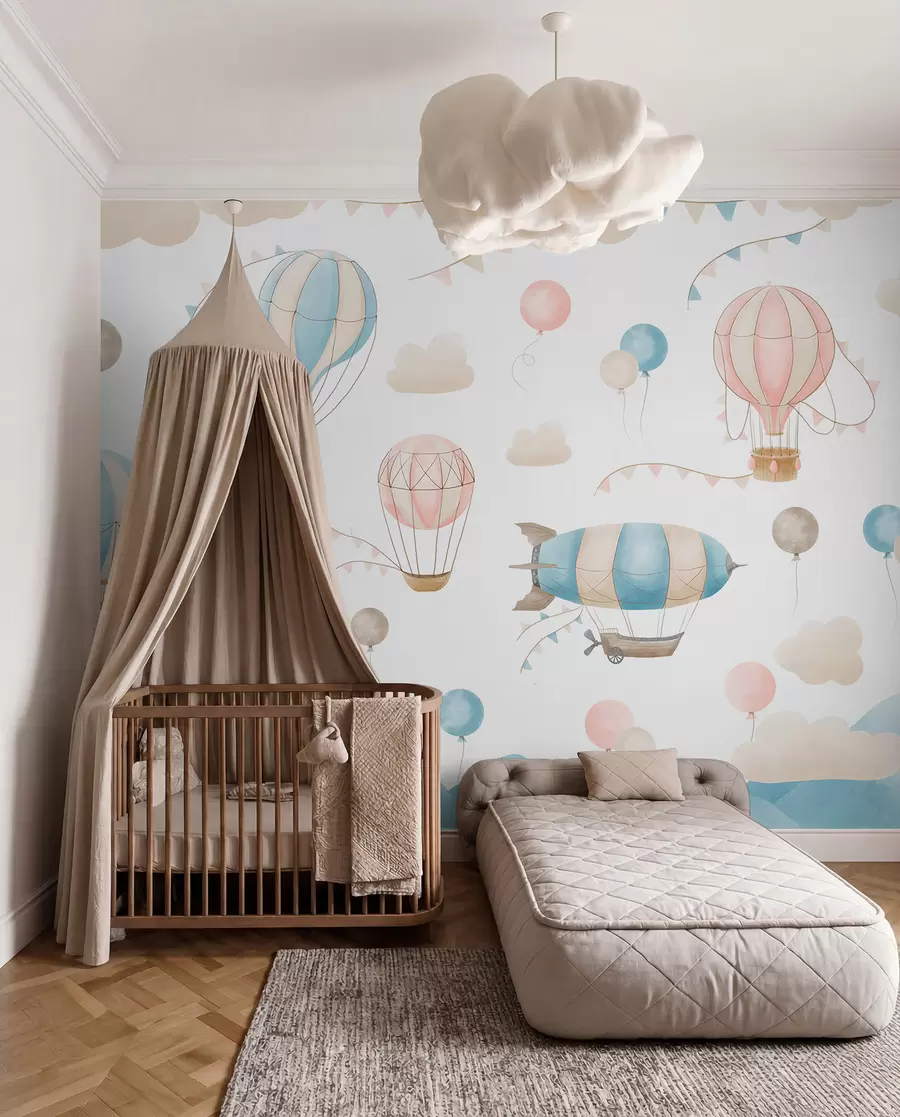 zidne murale Dječji akvarel dizajn s balonima w08765