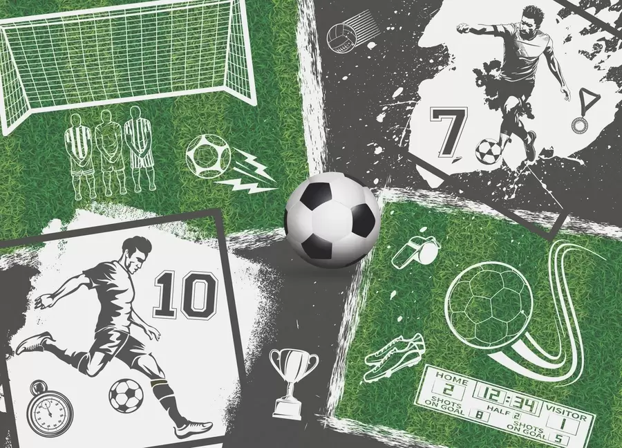 zidne murale Nogometaši, lopta i teren w03121