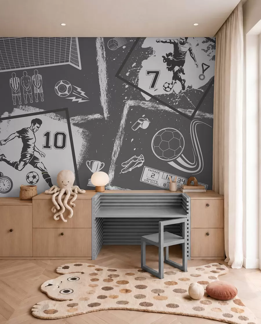 zidne murale Nogometne skice — Siva w03122v1