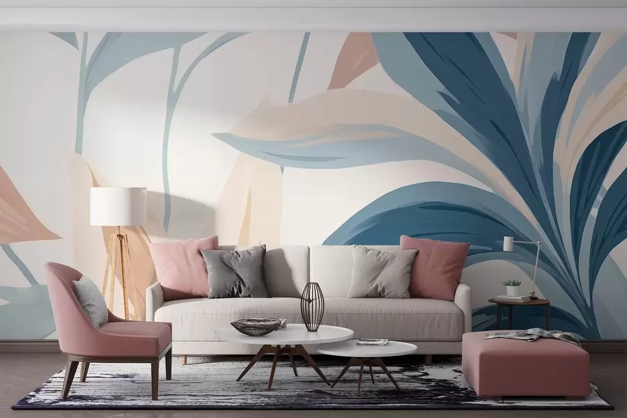 zidne murale Slikano svijetlo lišće w03091