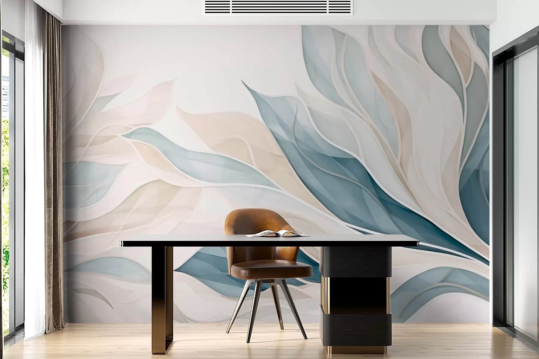 zidne murale Apstraktna digitalna ilustracija lišća w03140