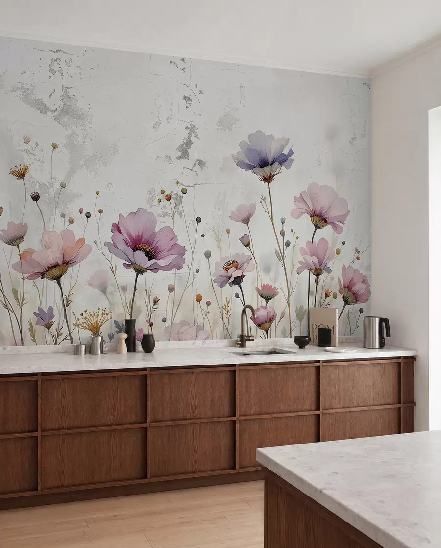zidne murale Akvarel cvijeće u grunge stilu w03192