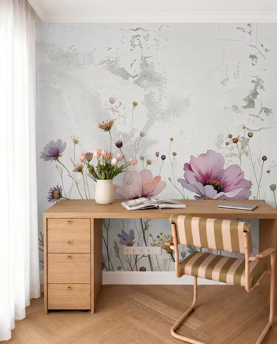 zidne murale Akvarel cvijeće u grunge stilu w03192