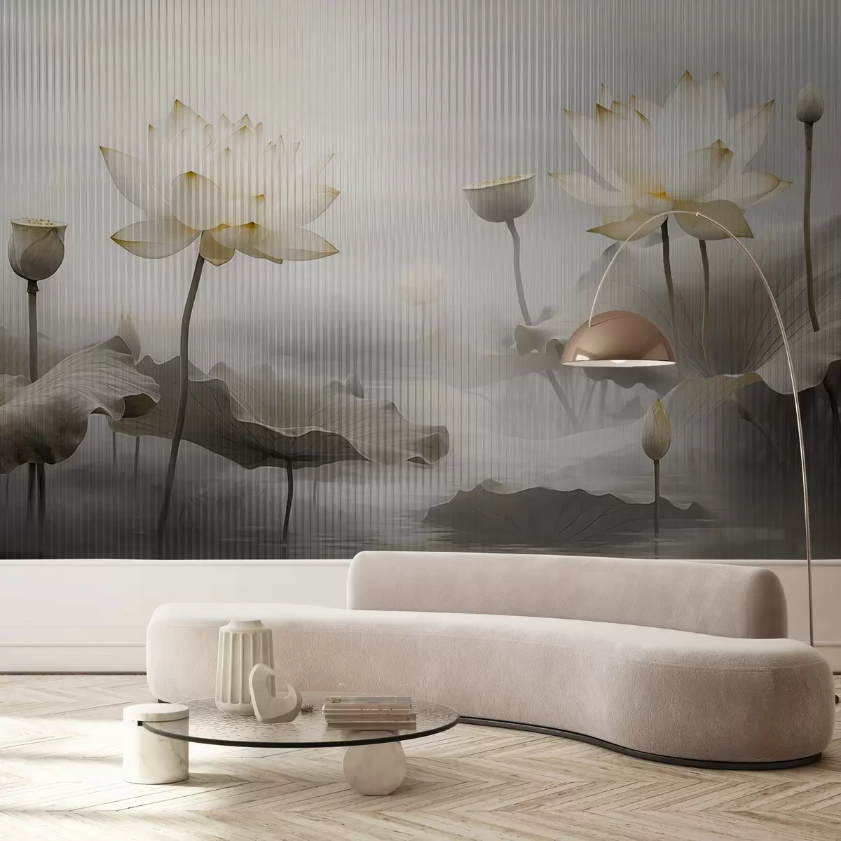 zidne murale Pogled na lotose iza stakla w03200v2