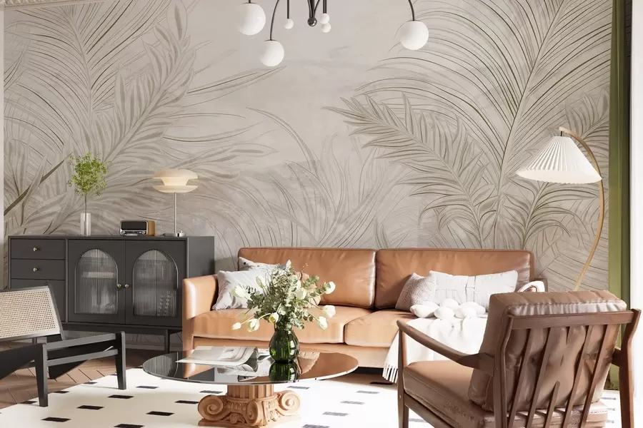 zidne murale Elegantni grunge listovi w03207