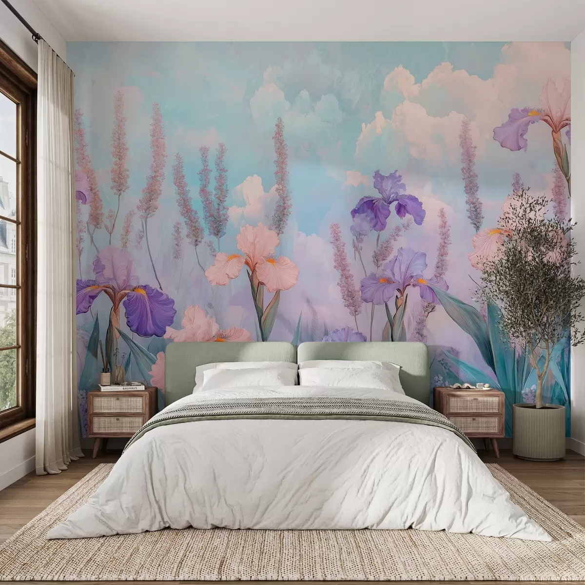 zidne murale Oli stil crtanja cvijeća, ljetna livada, cvjetni w03154