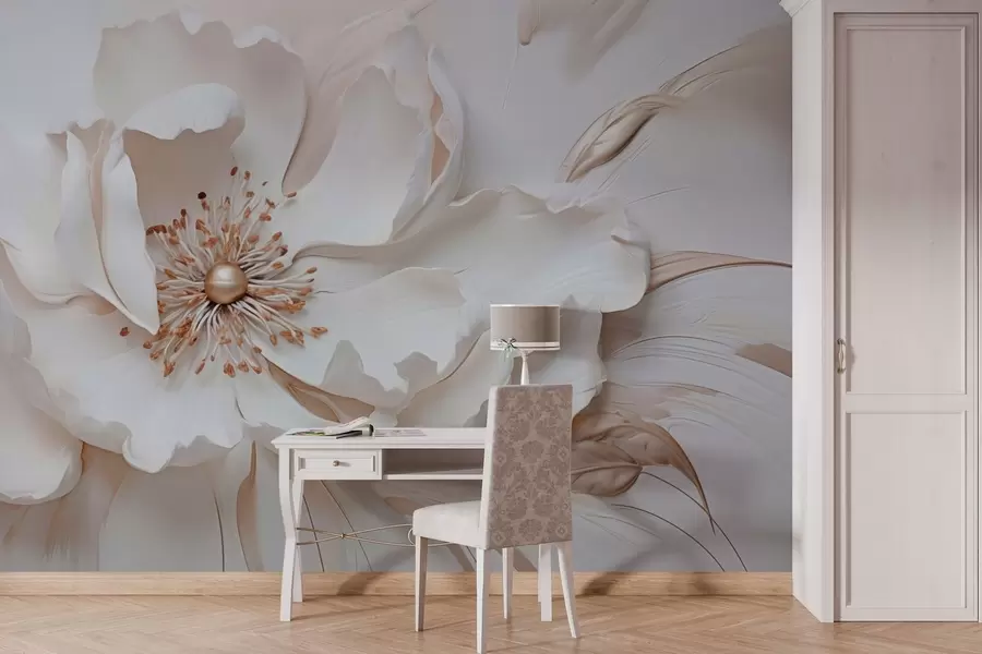 zidne murale Nježni cvijet u pastelnim bojama u stilu niskog reljefa w03249v1