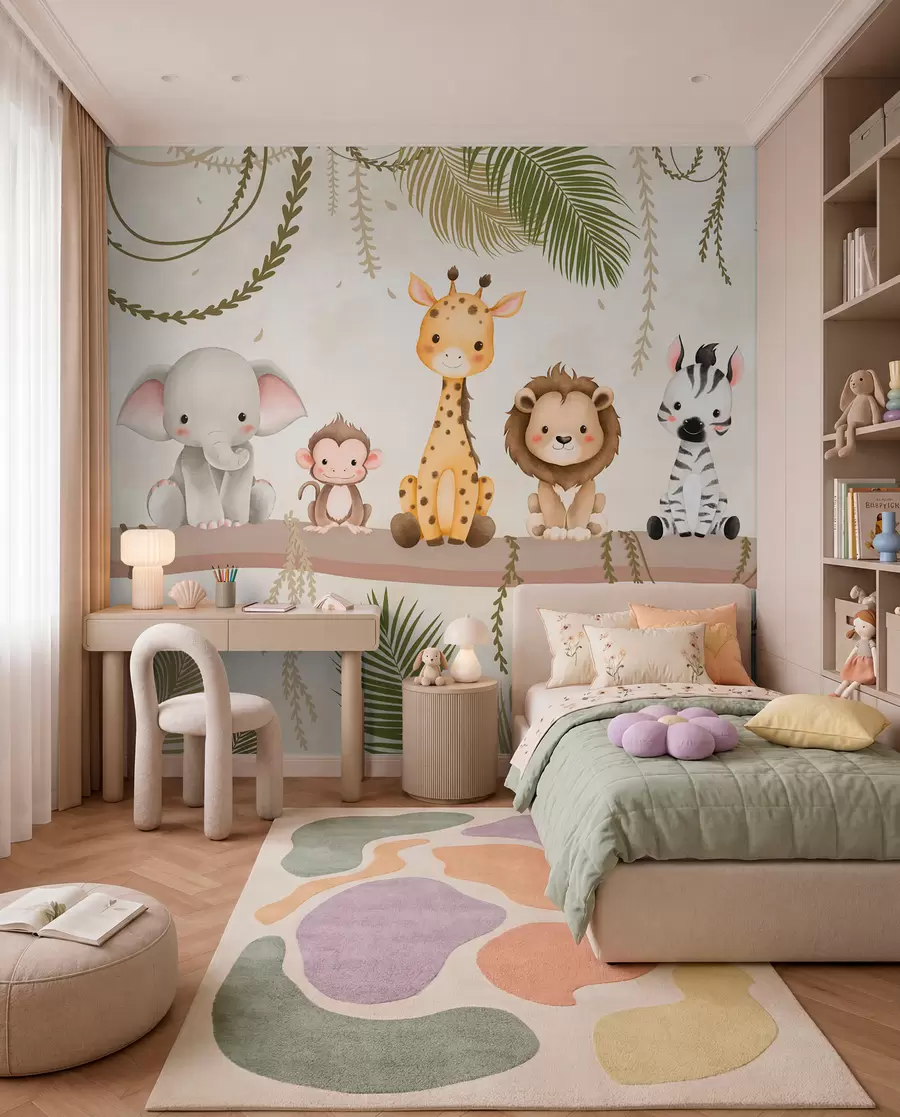 zidne murale Mali prijatelji iz džungle w03166