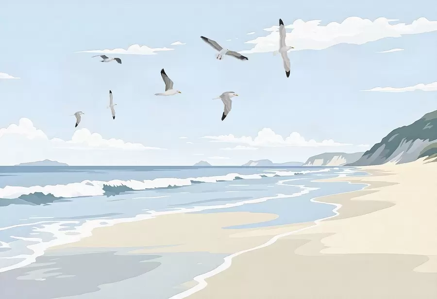 zidne murale Morski pejzaž slikan uljanom bojom w03338