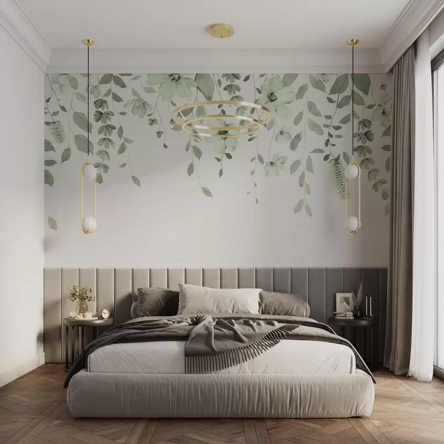 zidne murale Viseći akvarel cvijeće i lišće w03315v2