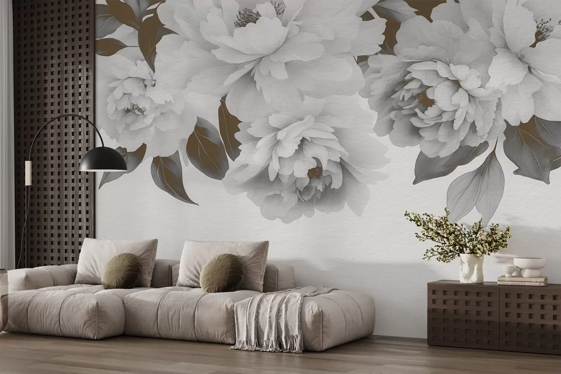 zidne murale Nježni vintage božuri u akvarelu w03317v1