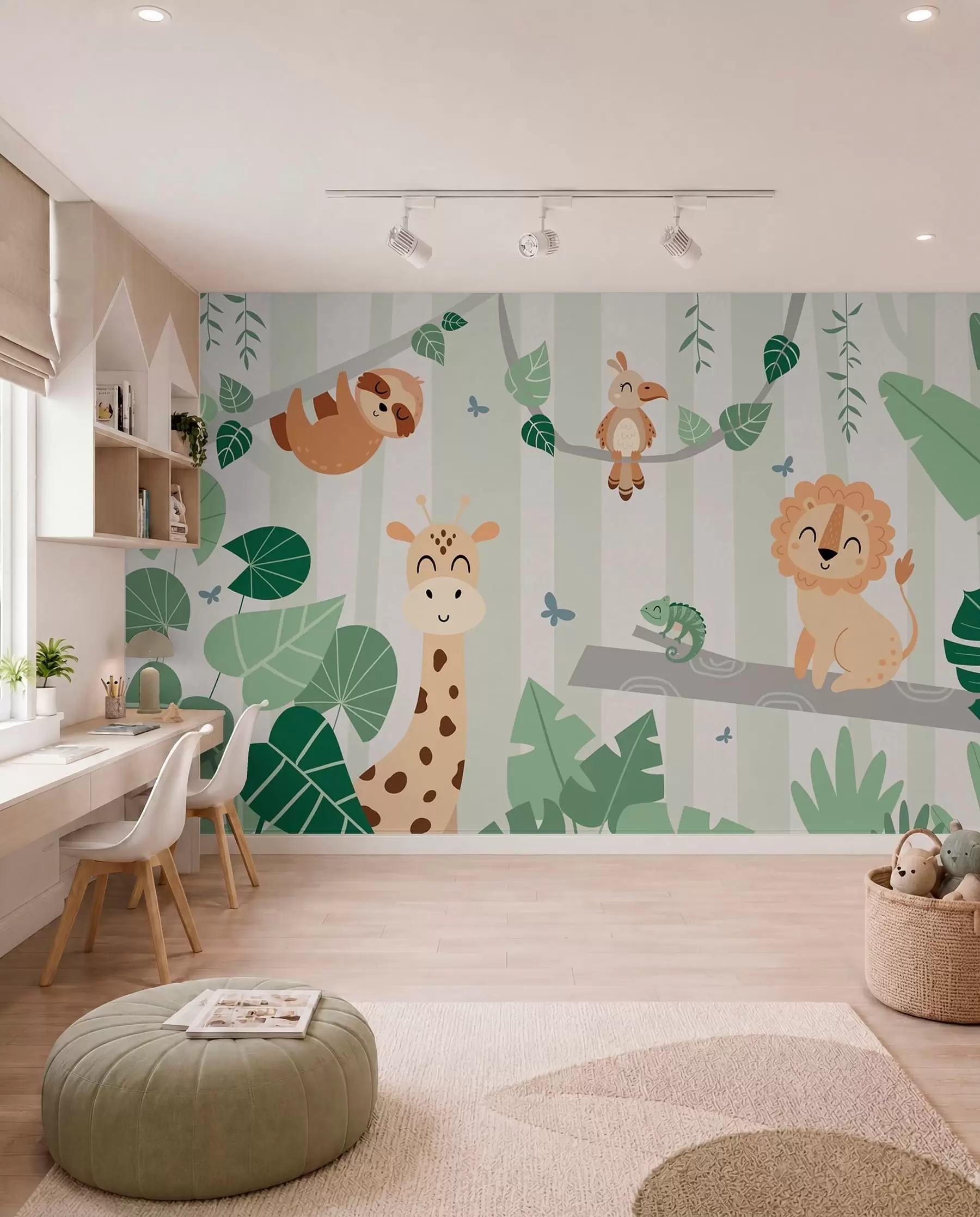 zidne murale Safari prijatelji na drveću w03376v1