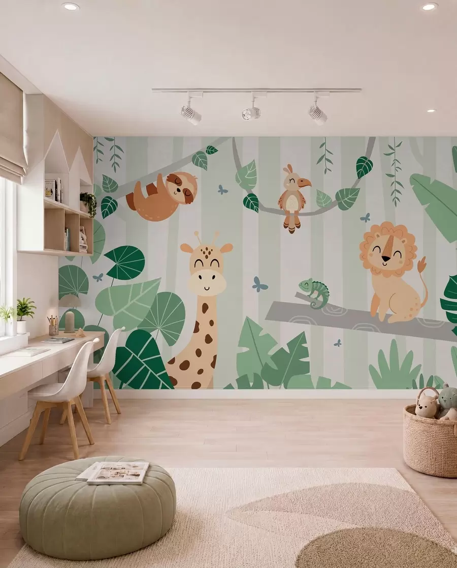 zidne murale Safari prijatelji na drveću w03376v1