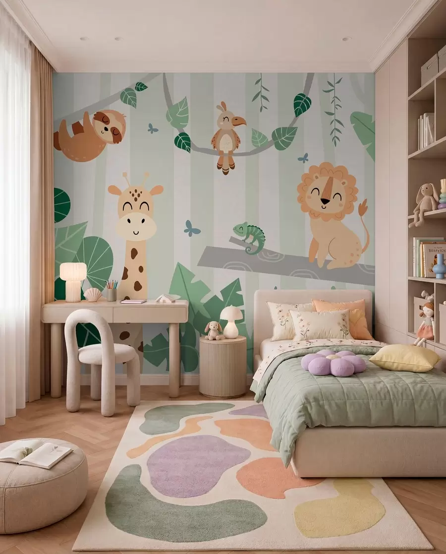 zidne murale Safari prijatelji na drveću w03376v1