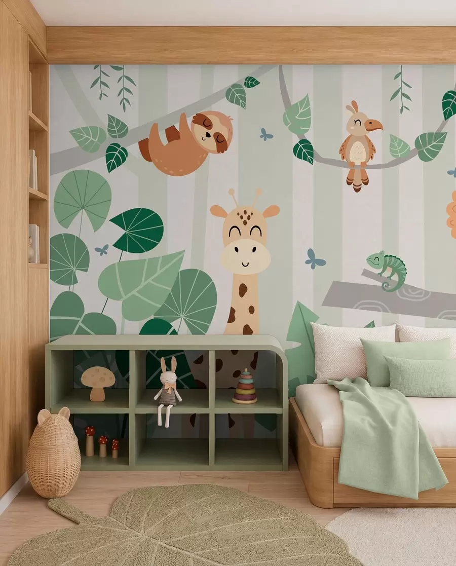 zidne murale Safari prijatelji na drveću w03376v1