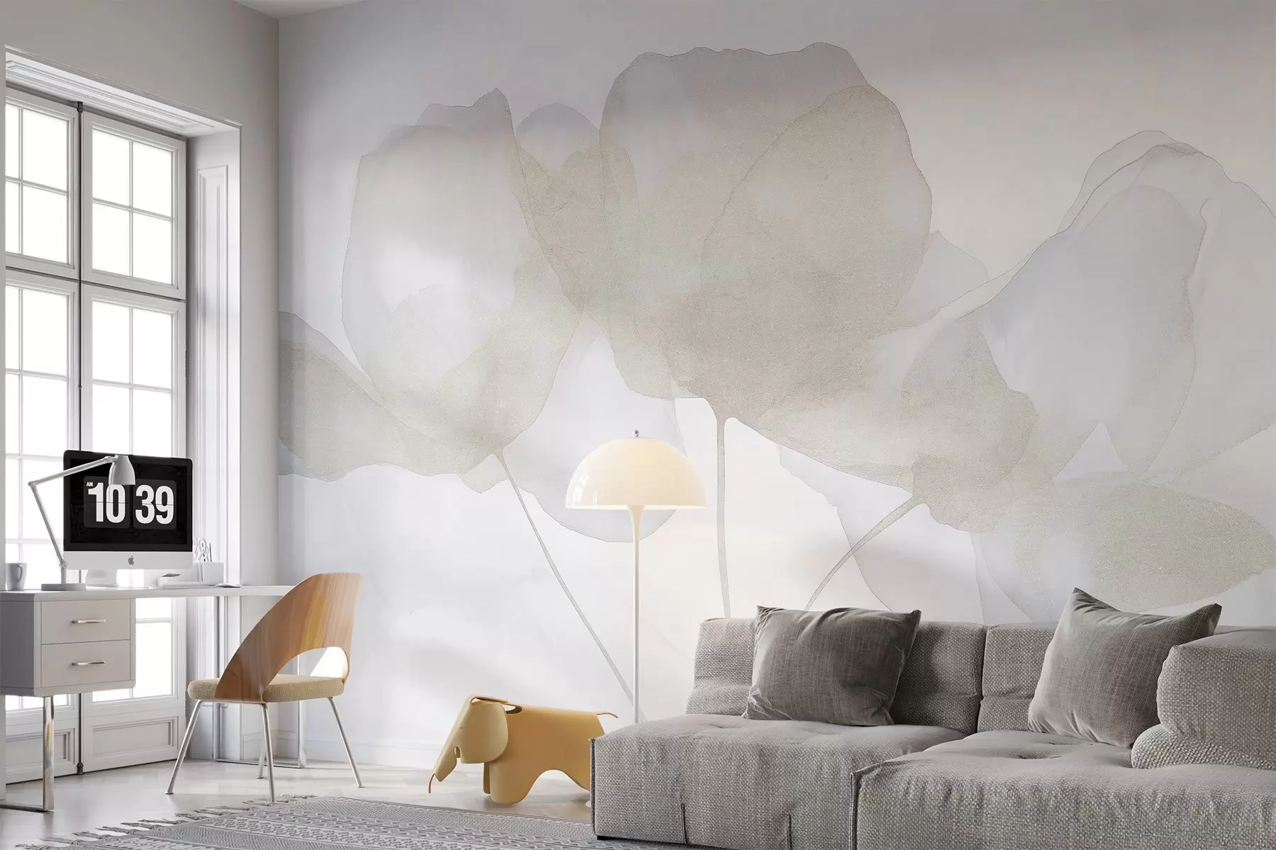 zidne murale Lijepo cvijeće, nježni pastel, minimalizam, prirodno, rustikalno, bež i plavo w03407v2
