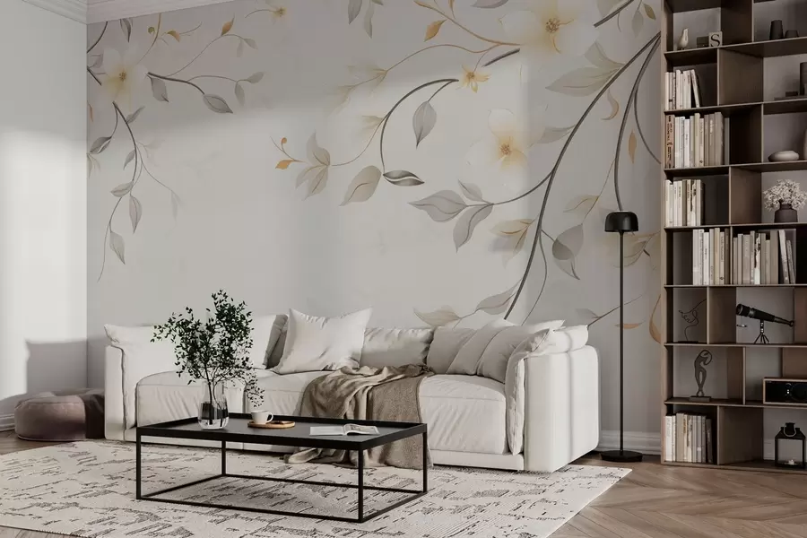 zidne murale Viseće grane s cvijećem i lišćem w03439