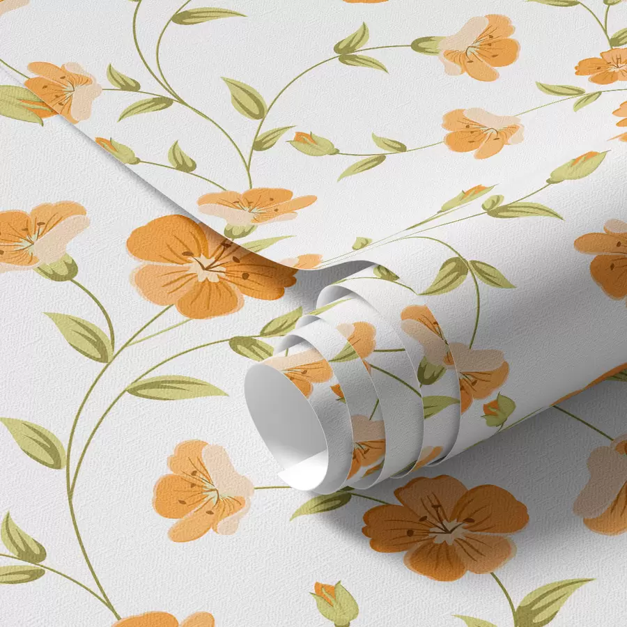 zidne murale Narančasto cvijeće na bijeloj pozadini a00015