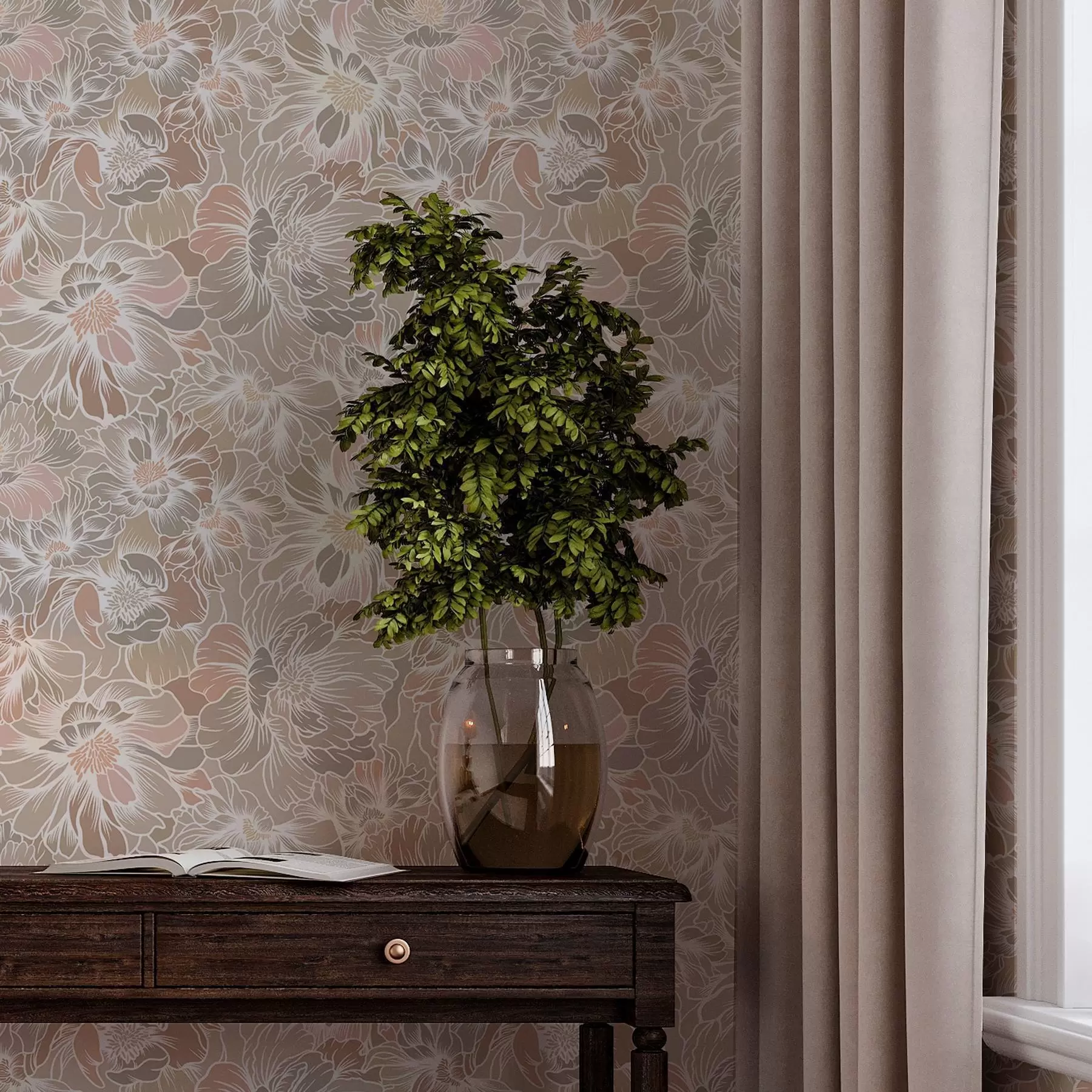 zidne murale Veliki cvjetovi sa šarenim laticama u pastelnim nijansama a00020