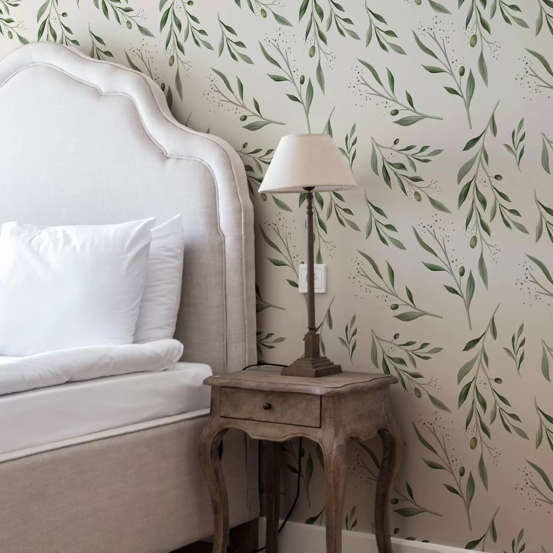 zidne murale Nježne zelene grane masline a00030