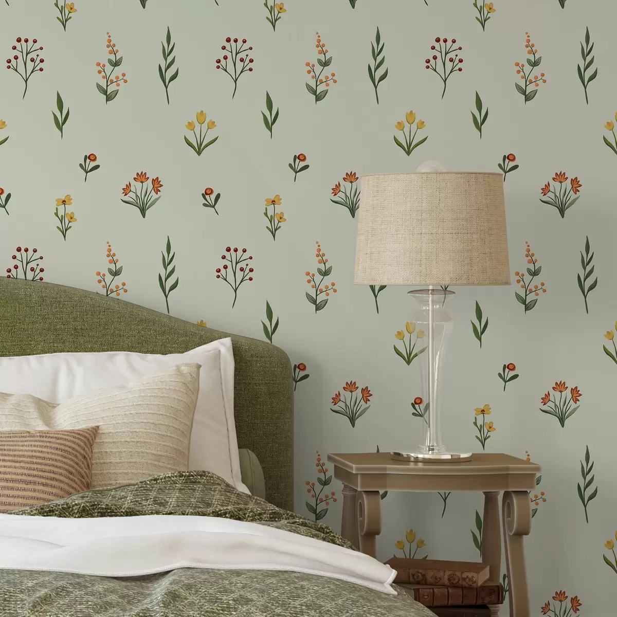 Pozadina Minimalistički cvjetovi na svijetlozelenoj pozadini a00037