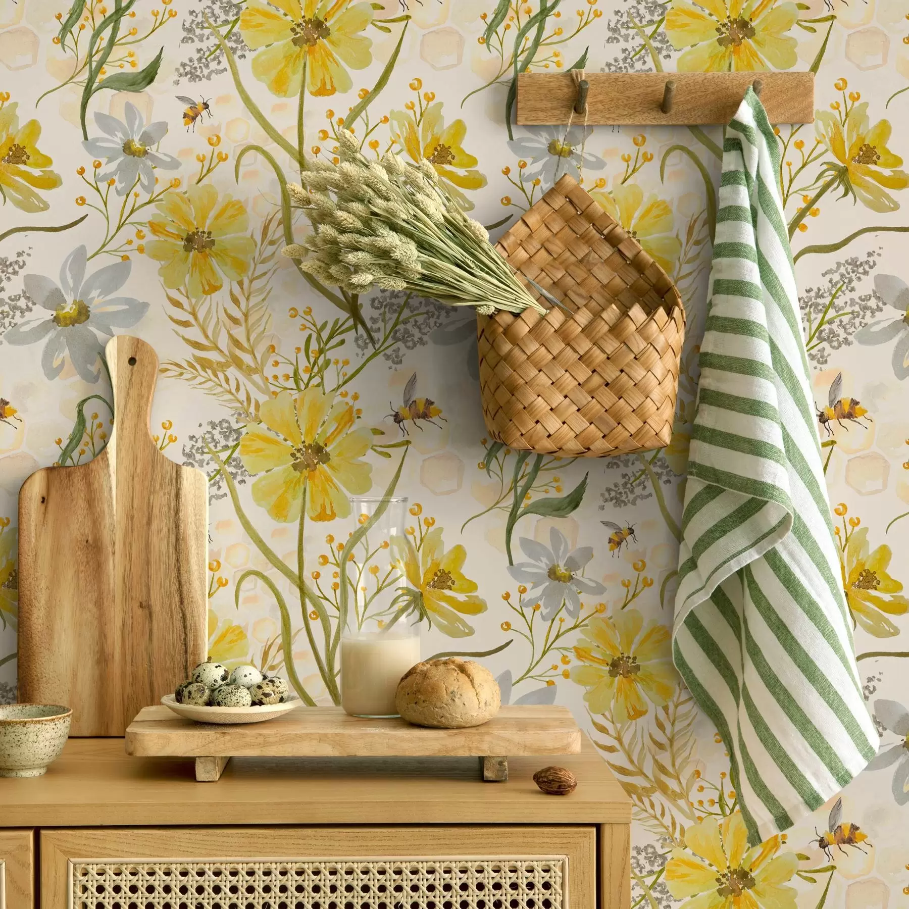 zidne murale Svijetla cvjetna kompozicija žute boje a00045