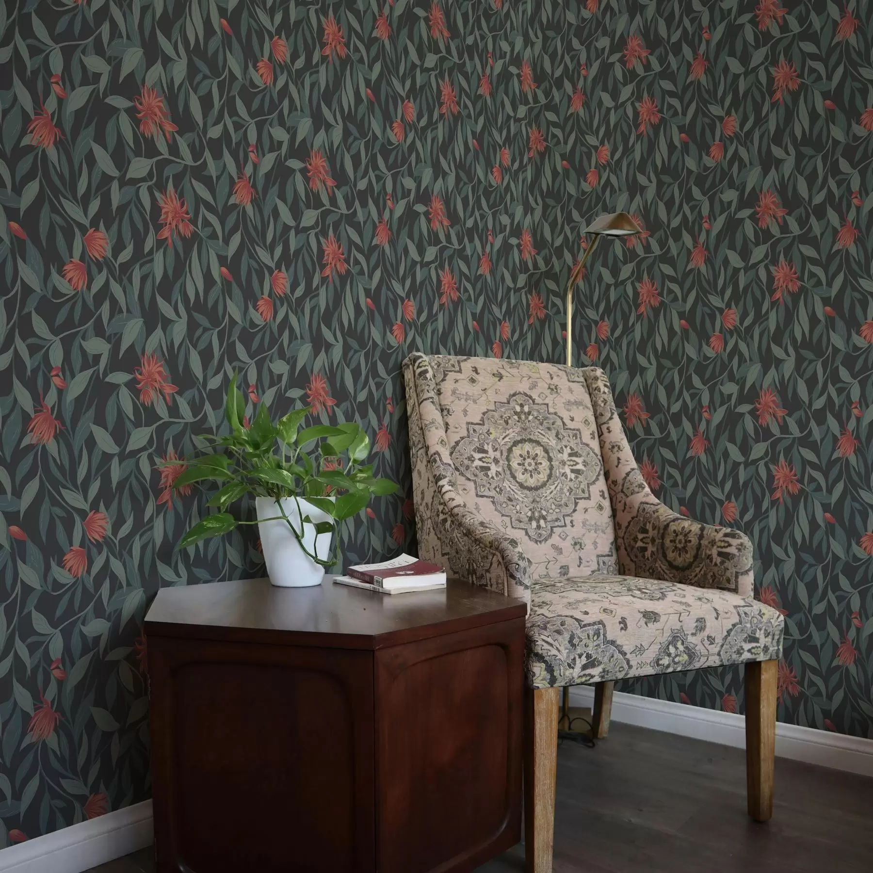 zidne murale Viseće grane s crvenim cvjetovima a00052v1