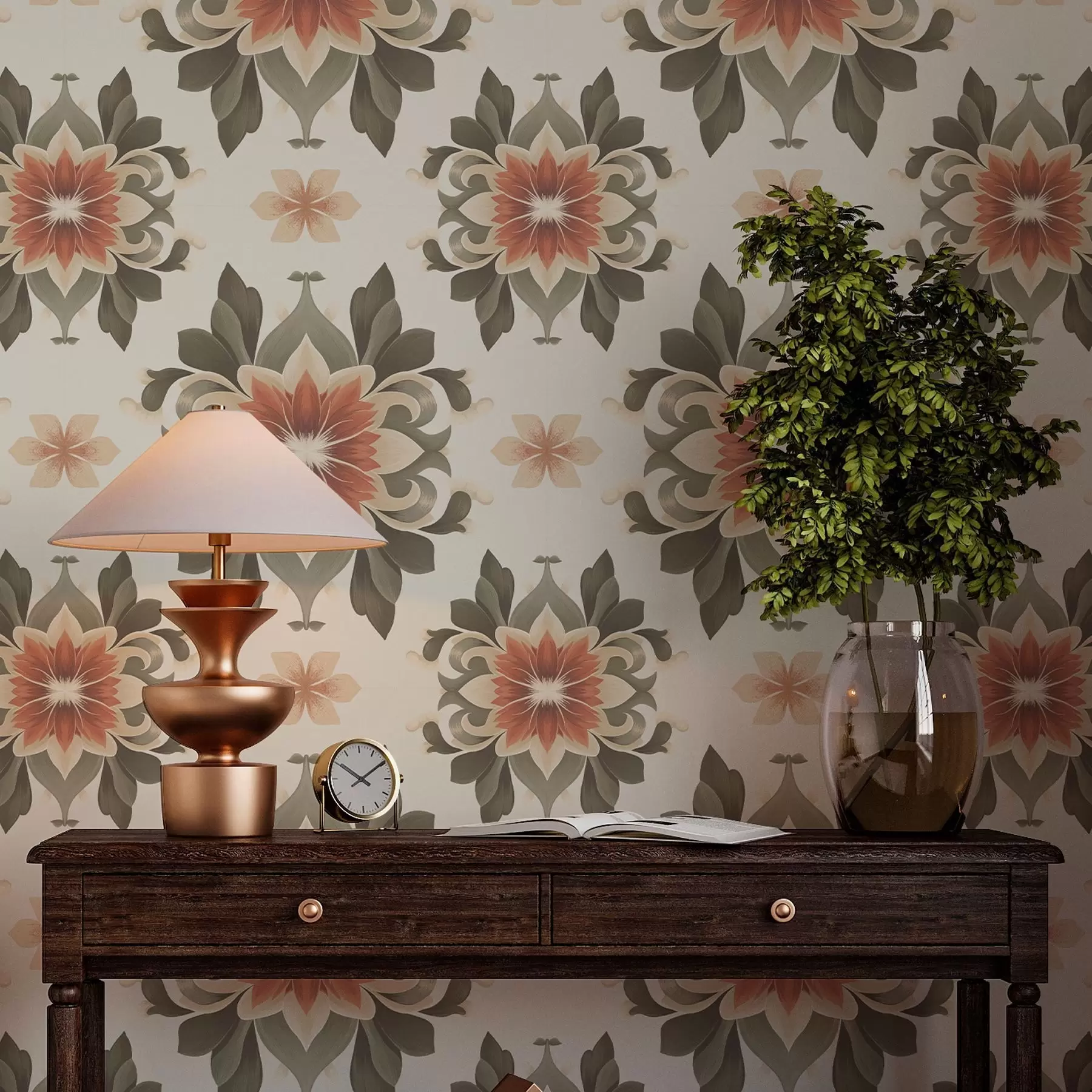 zidne murale Apstraktni cvjetni uzorak na svijetloj pozadini a00069v1