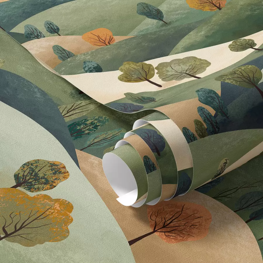 zidne murale Smiješna brda s drvećem a00091