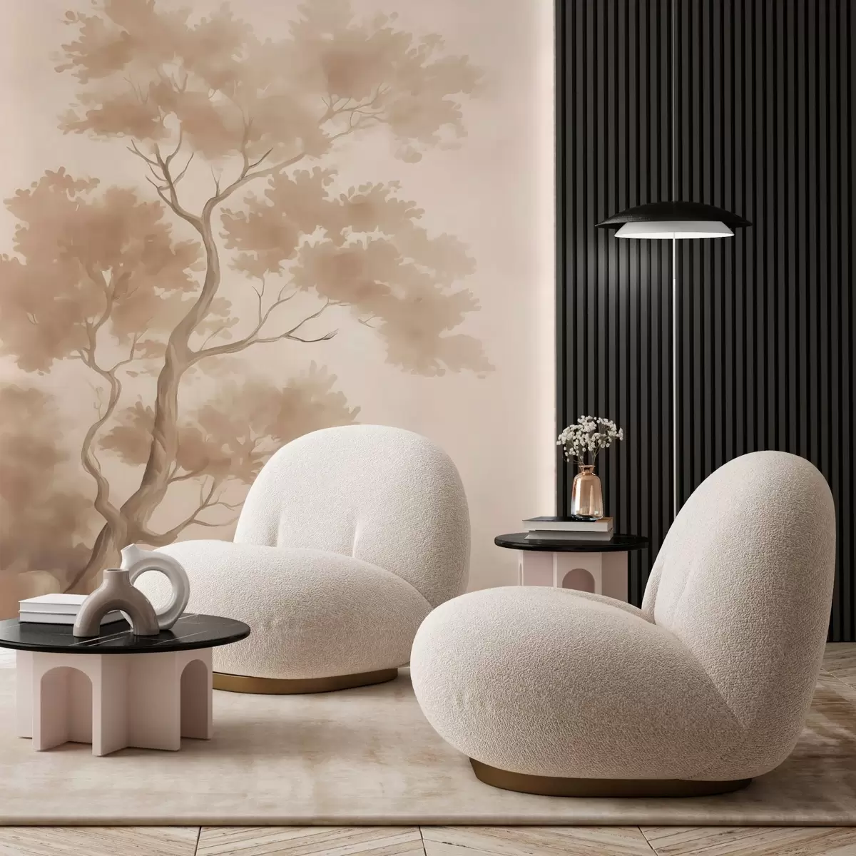 zidne murale Imitacija stabla zamućenog akvarela w03471