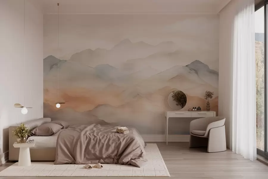 zidne murale Maglovite planine u nježnim bojama w03535