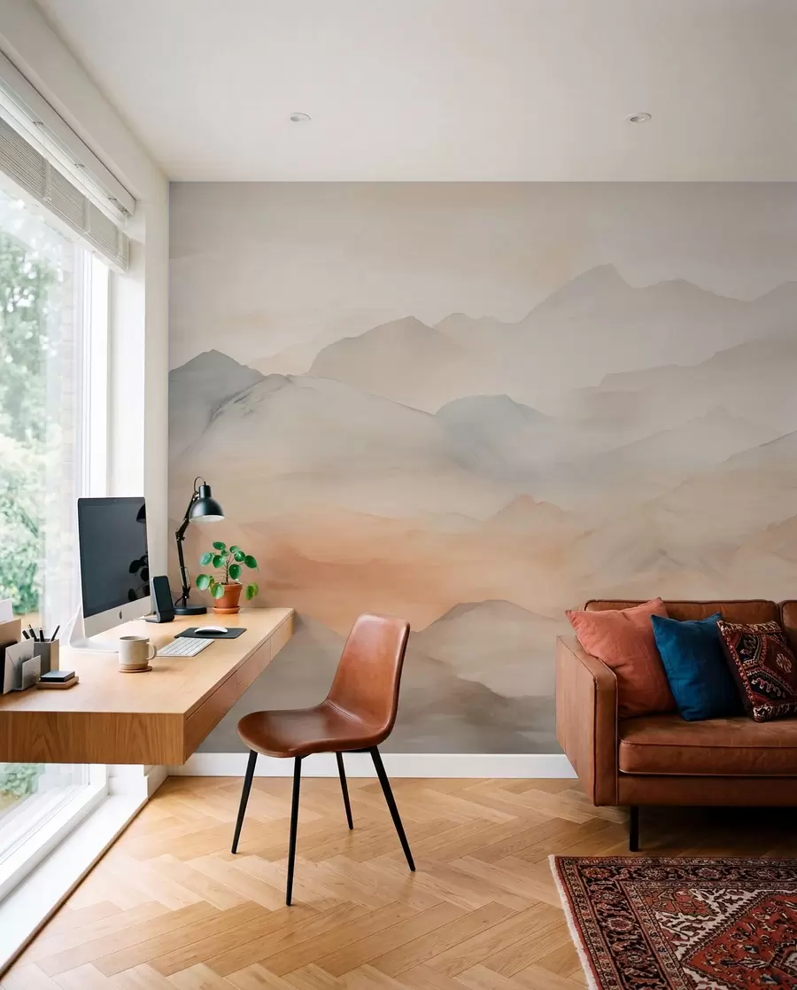 zidne murale Maglovite planine u nježnim bojama w03535