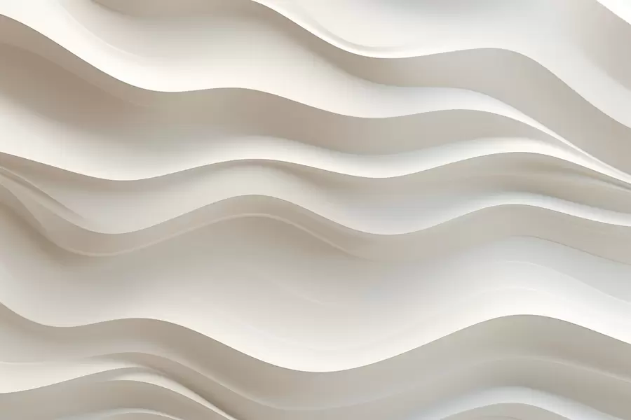 zidne murale 3D bijeli i sivi valovi w08939