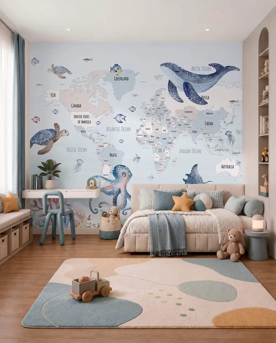 zidne murale Oceanski atlas na engleskom w03526