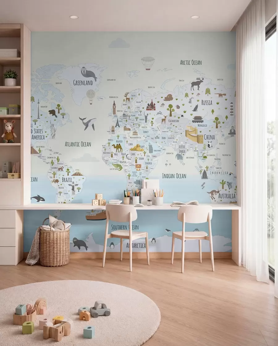 zidne murale Atlas čuda u plavom w03410