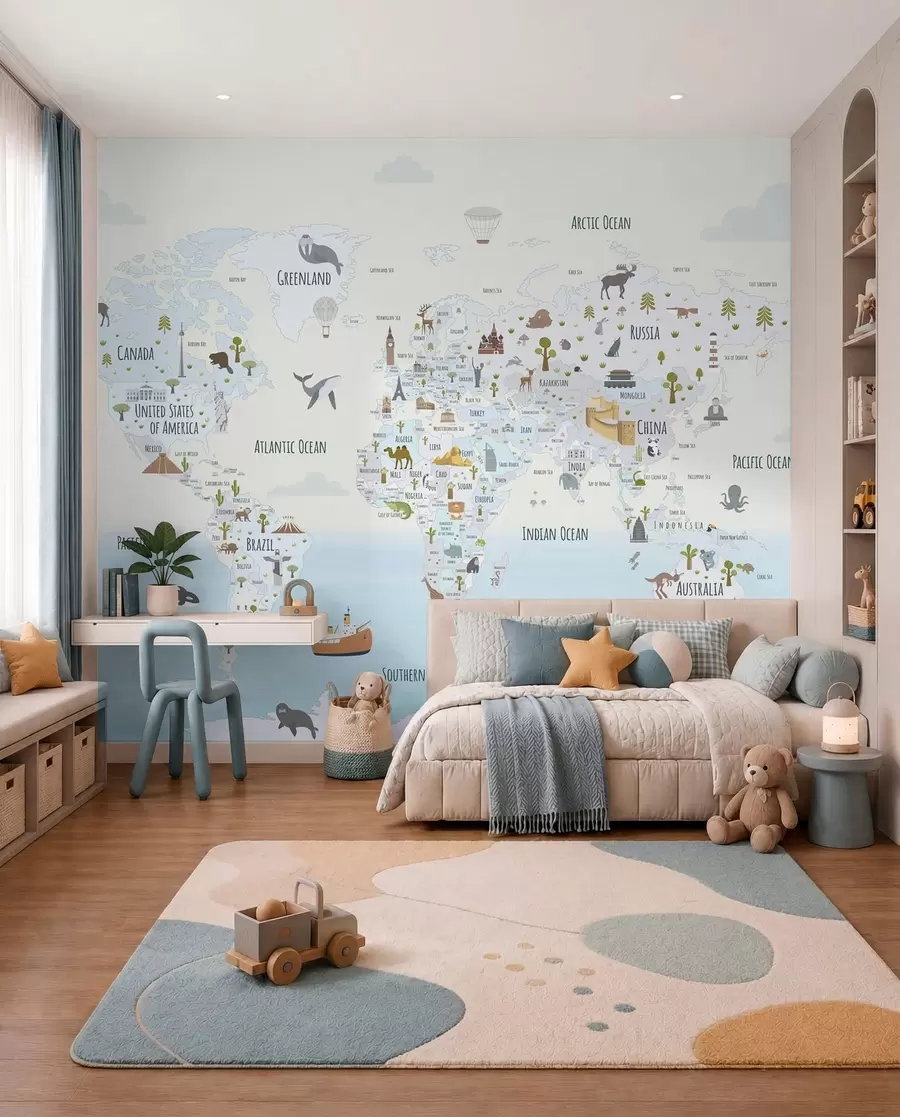 zidne murale Atlas čuda u plavom w03410