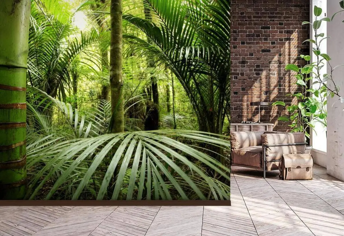 zidne murale Bujno zelenilo u gustoj šumi u56916