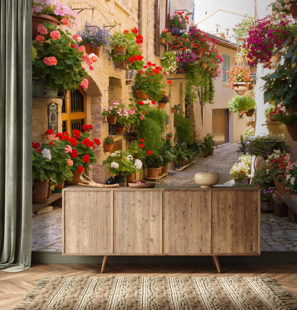 zidne murale Talijanska ulica, cvijeće u57180