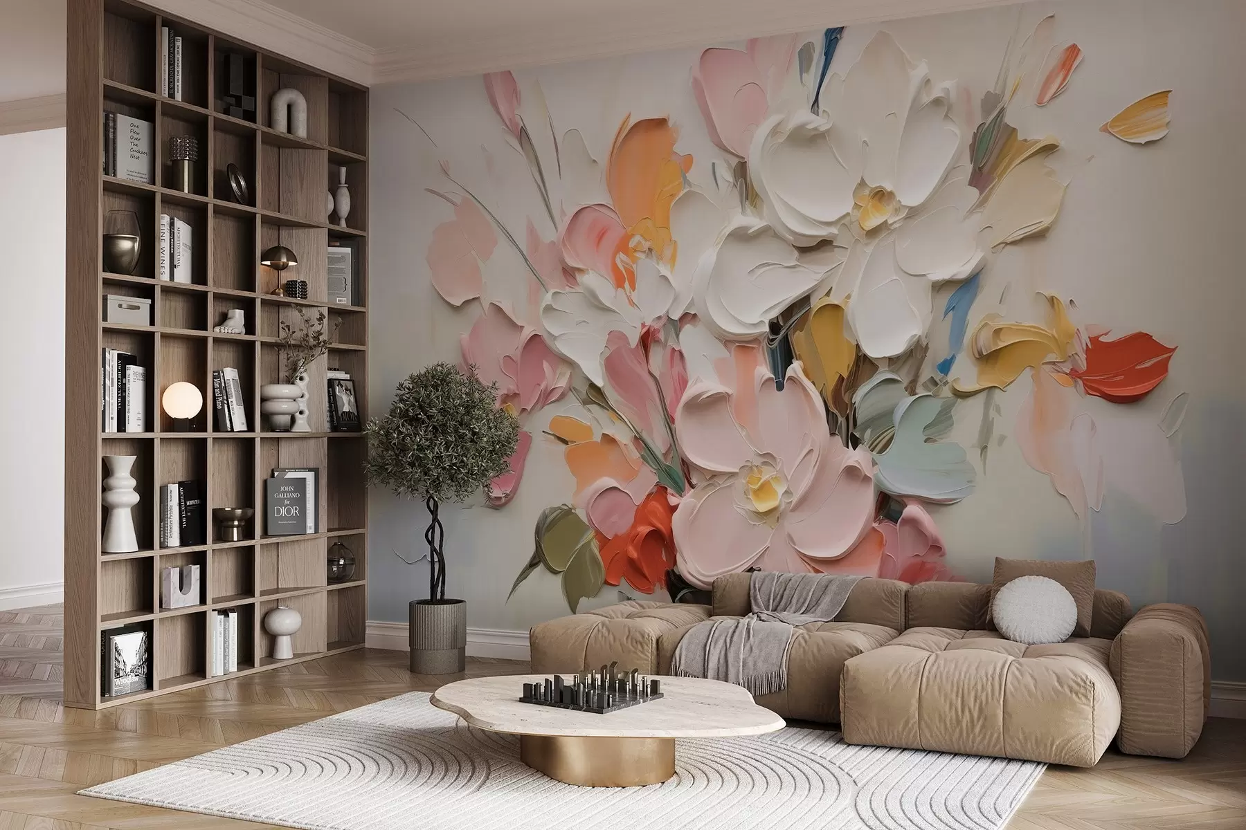 zidne murale Apstraktno volumetrijsko cvijeće u stilu uljanih slika w03582