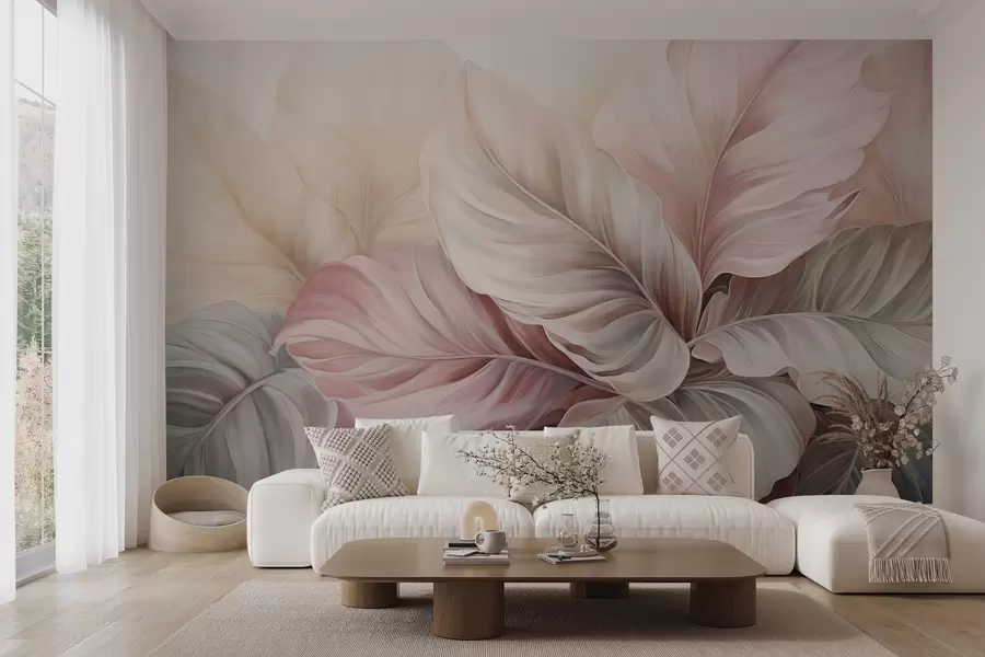 zidne murale Tropsko lišće svjetlucavih boja w03597