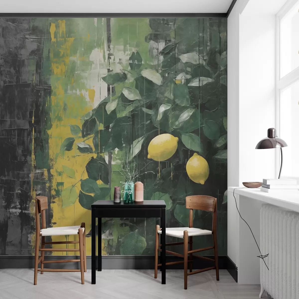 zidne murale Limuni na kontrastnoj pozadini u grunge stilu w03601