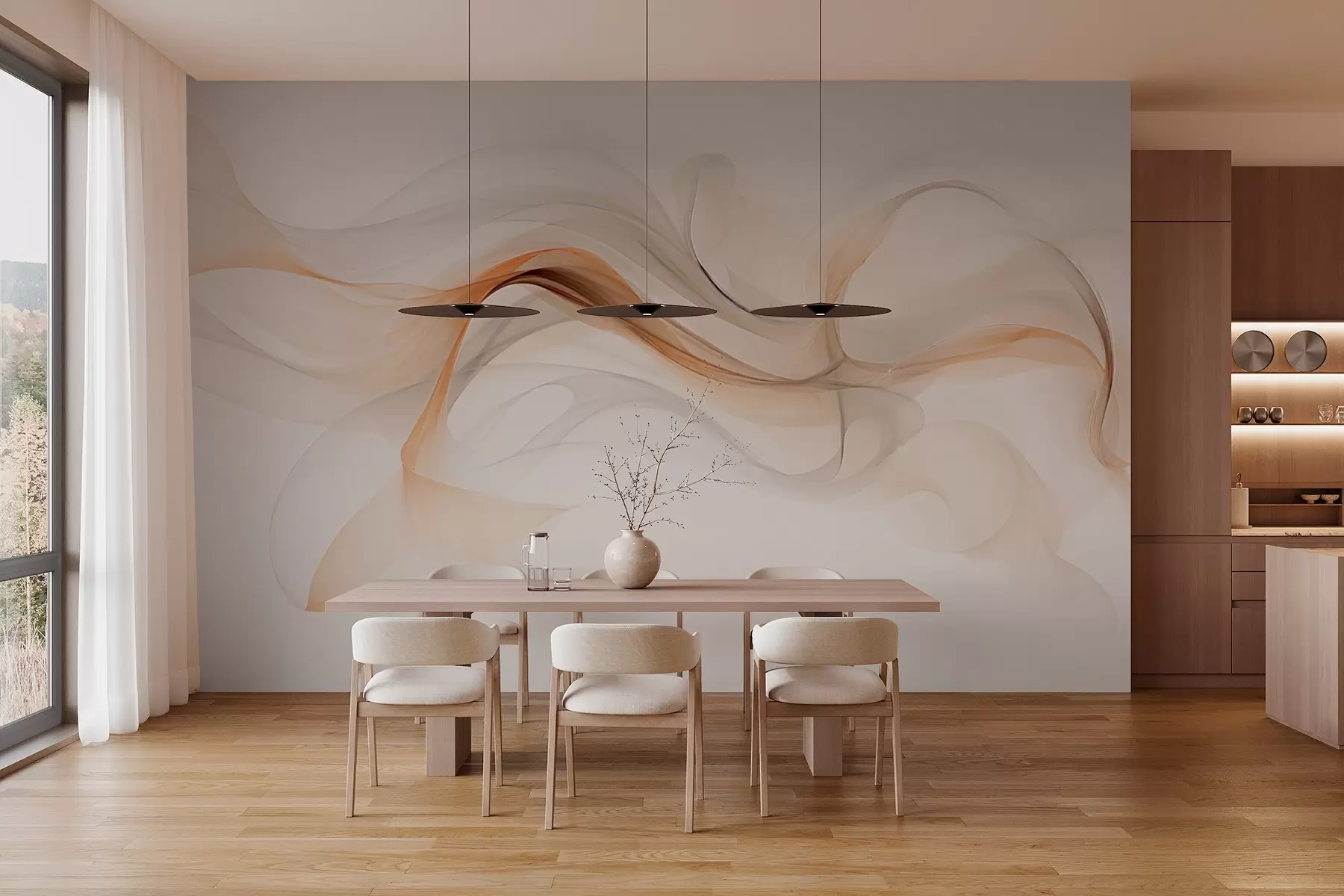 zidne murale Apstrakcija s mekim valovima w03609