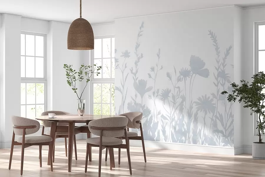 zidne murale Ljetna livada, rustikalno, cvijeće, plava paleta boja  w03670v1