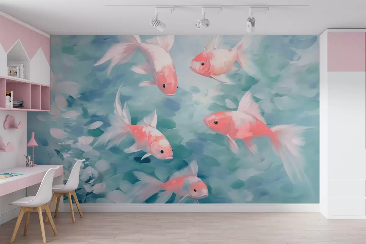 zidne murale Ružičasta riba u vodi w03743