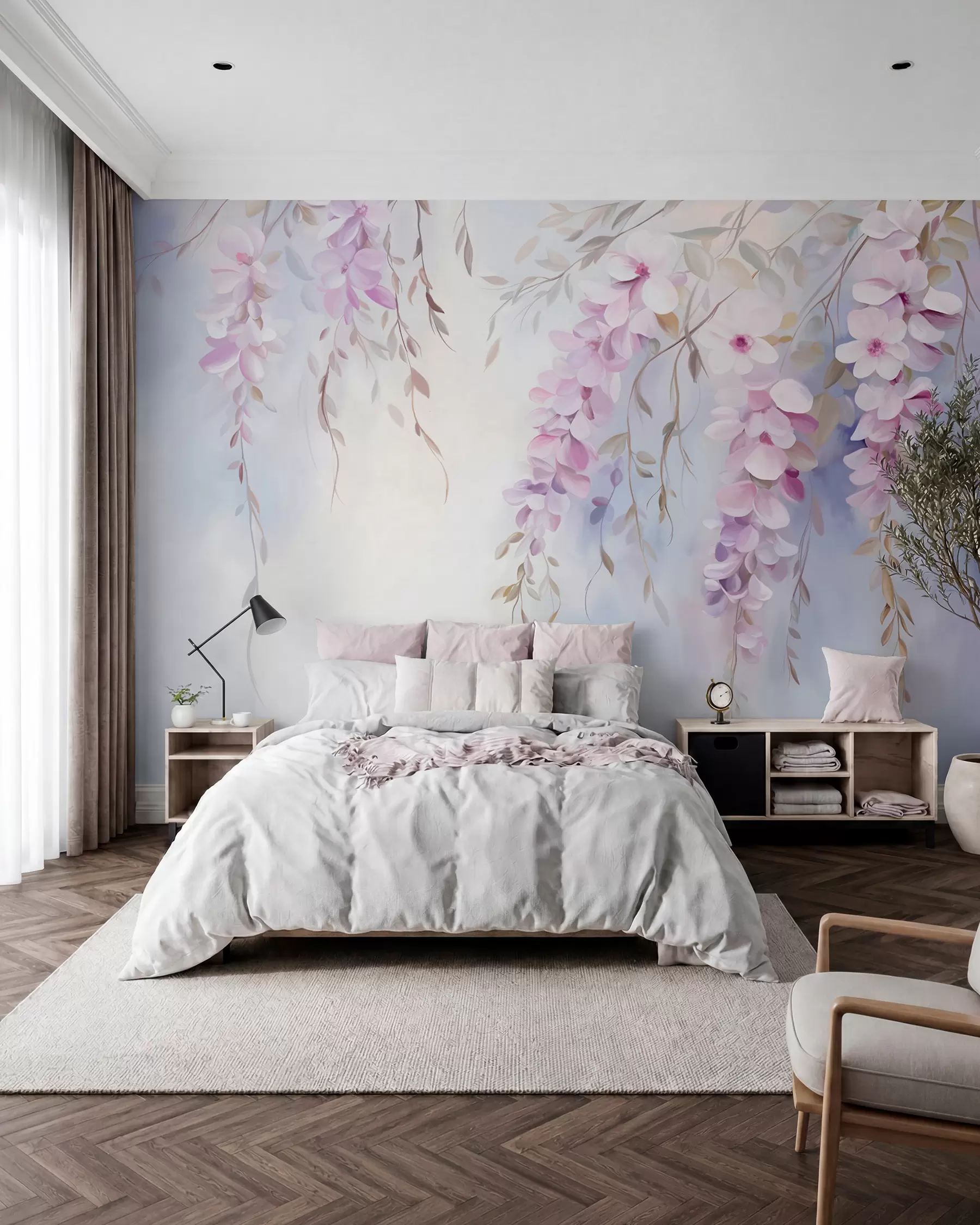 zidne murale Glicinija u pastelnim tonovima w09010