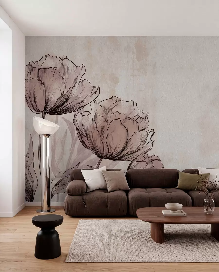 zidne murale Pastelni tulipani s laganim vintage efektom w03796