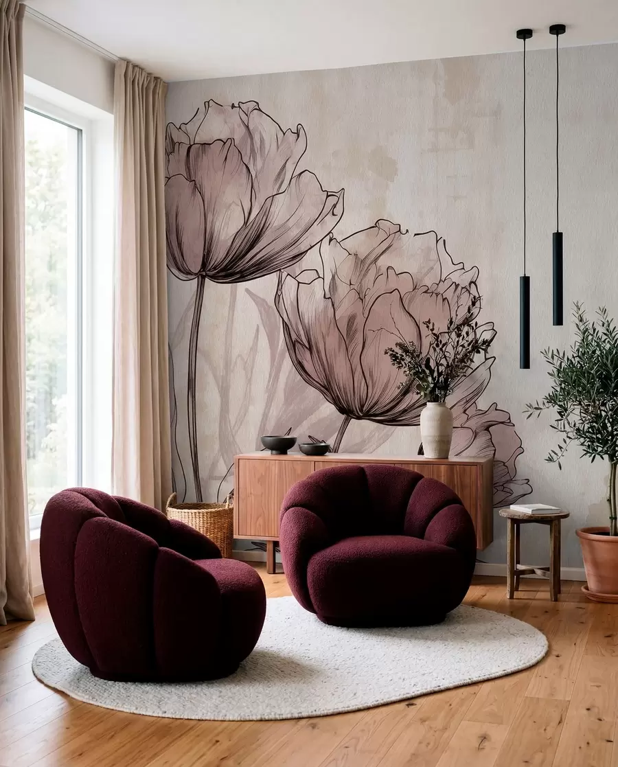 zidne murale Pastelni tulipani s laganim vintage efektom w03796