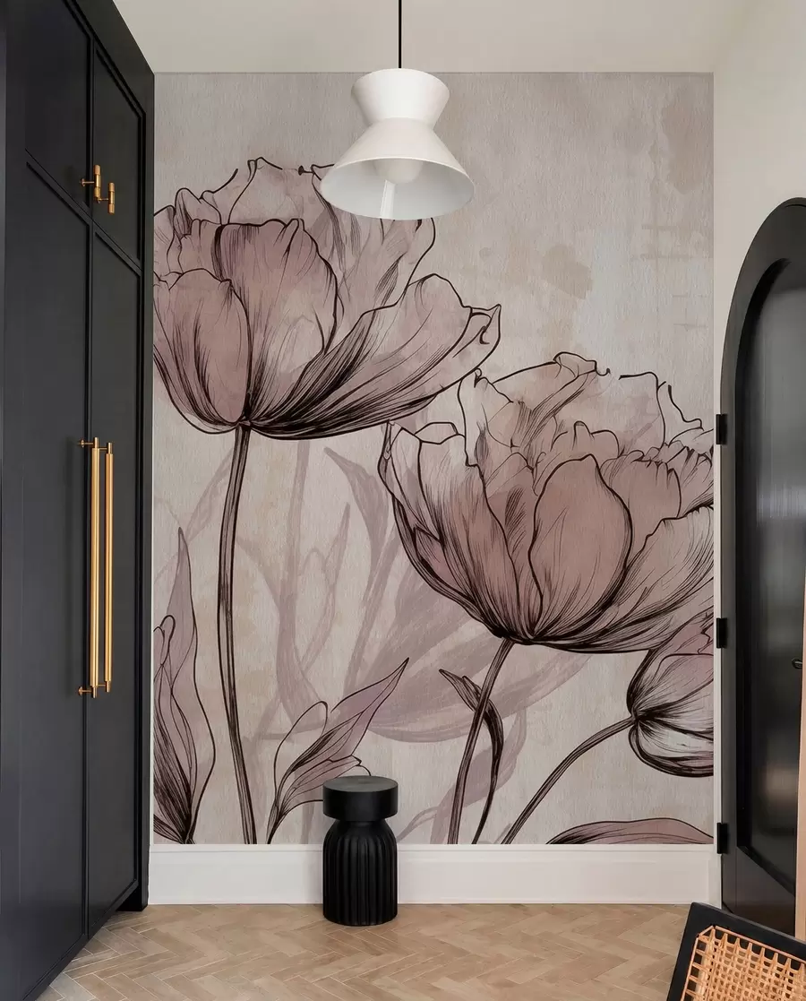 zidne murale Pastelni tulipani s laganim vintage efektom w03796