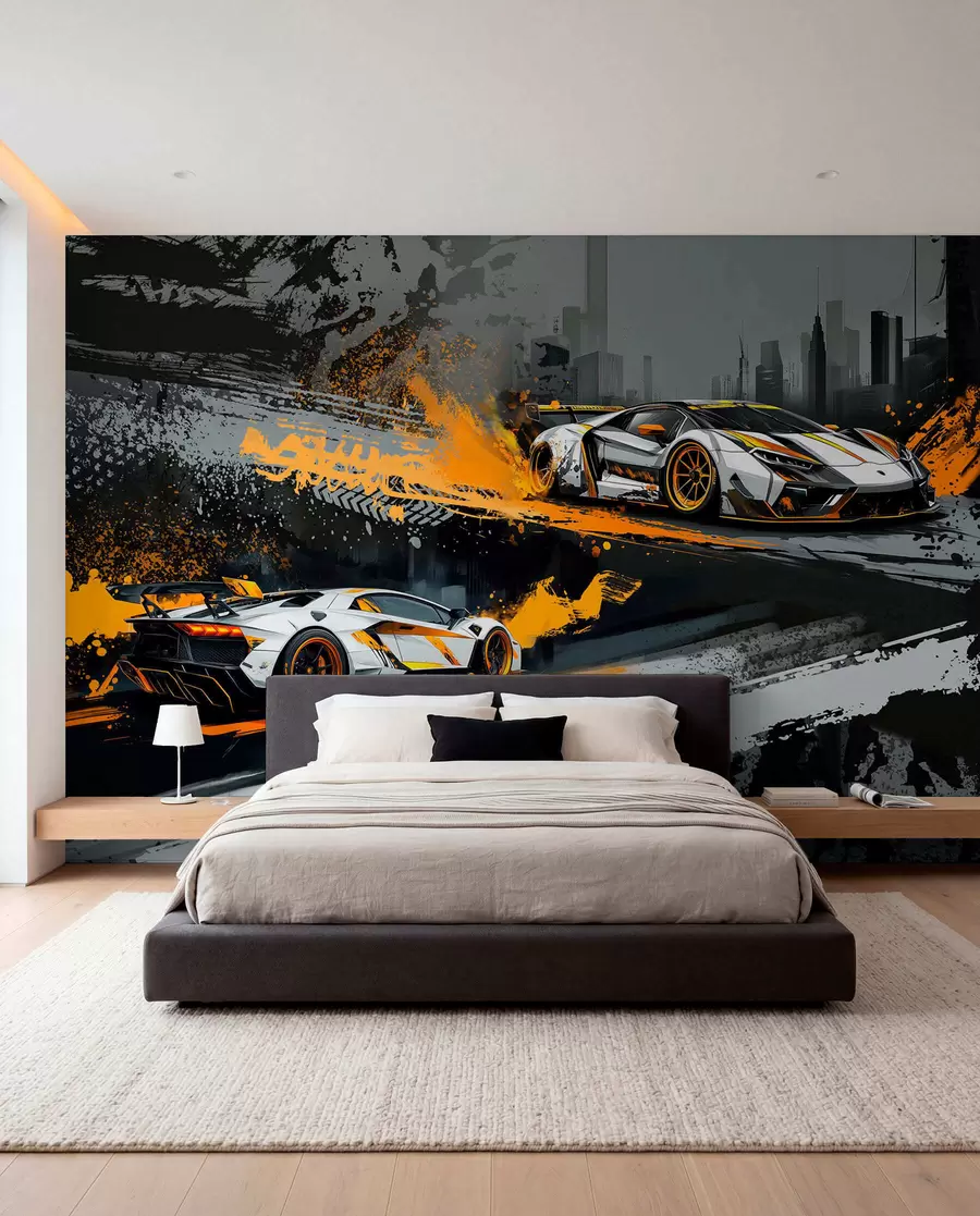 zidne murale hard grange stil, ekspresivni, dinamični sportski automobili w03721